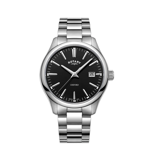 Rotary Oxford Black Stainless Steel Gents Bracelet Watch ref GB05092/04