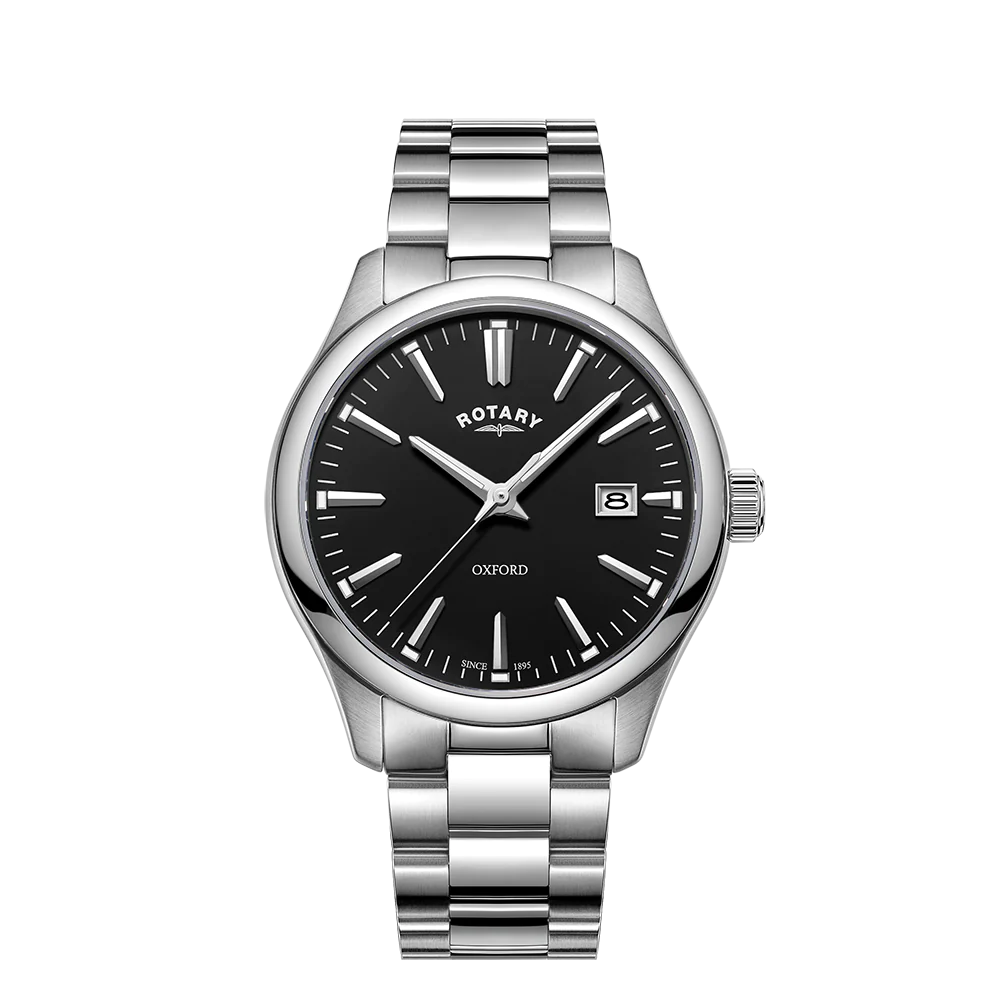 Rotary Oxford Black Stainless Steel Gents Bracelet Watch ref GB05092/04