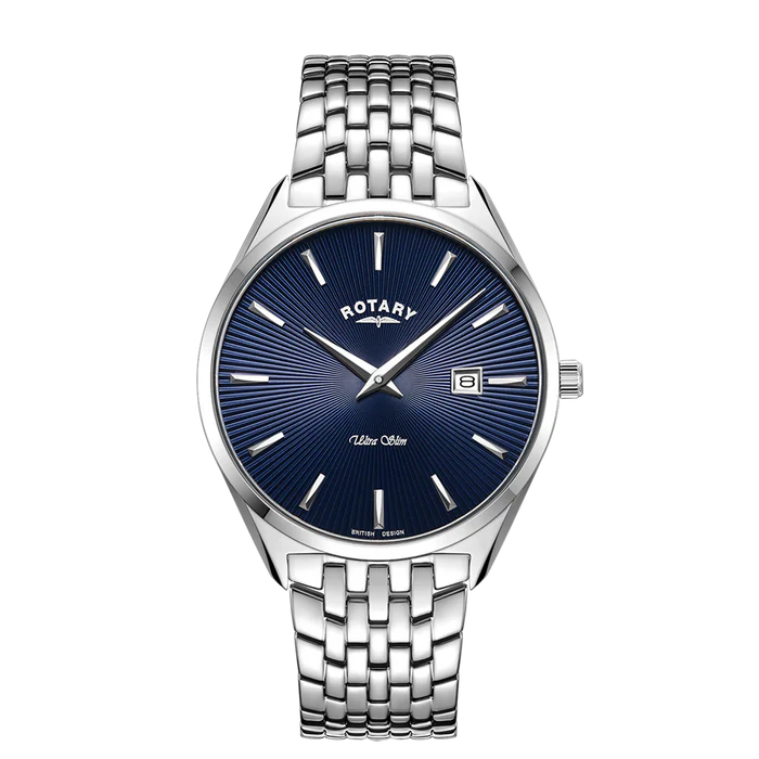 Rotary Ultra Slim Stainless Steel Bracelet Date Watch GB08010/05