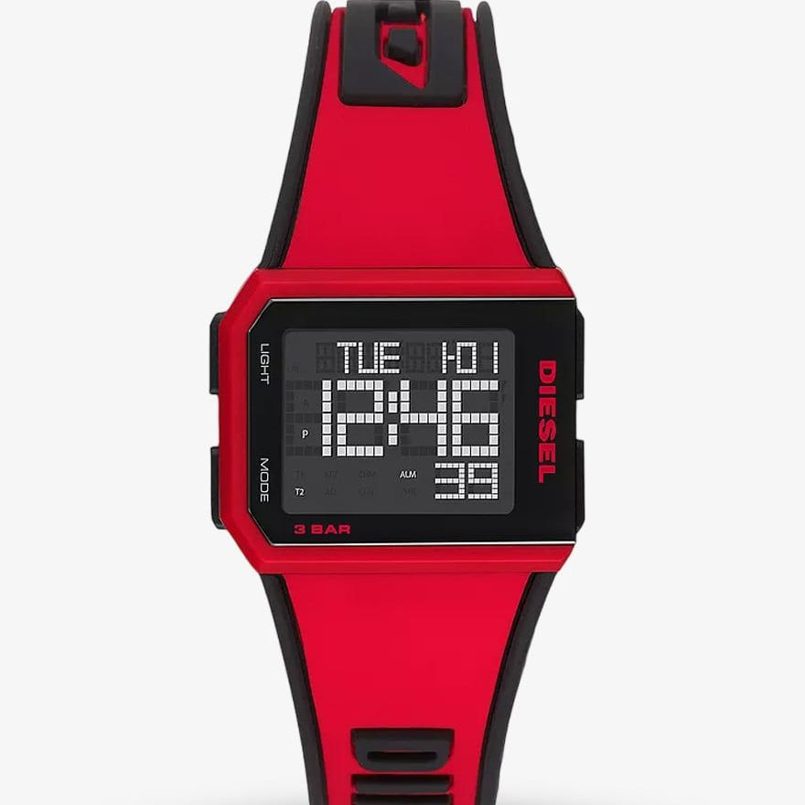 DIESEL Chopped Digital Red Black Watch