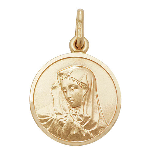 9ct Yellow Gold Round Virgin Mary Pendant