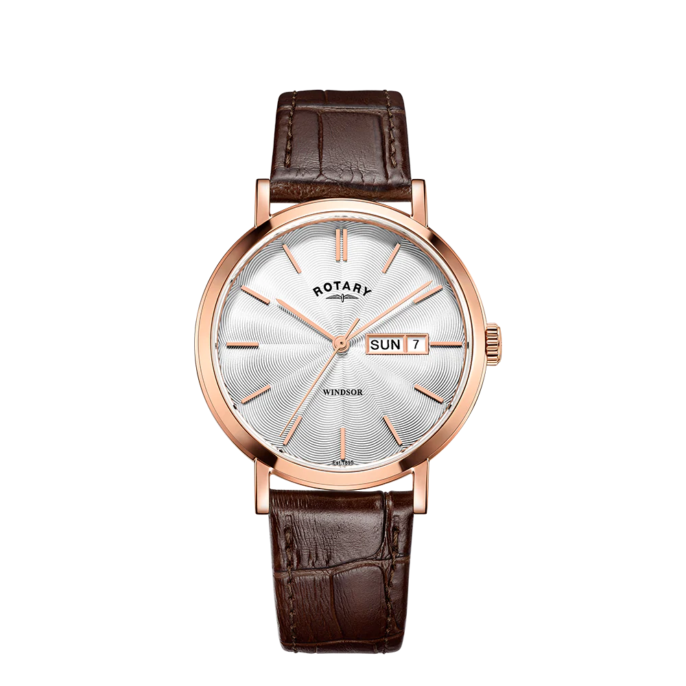 Rotary Two Gold Plated Winsor Classic Date/Days Watch on Strap ref GS05304/02