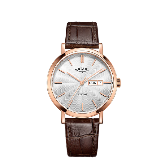 Rotary Two Gold Plated Winsor Classic Date/Days Watch on Strap ref GS05304/02
