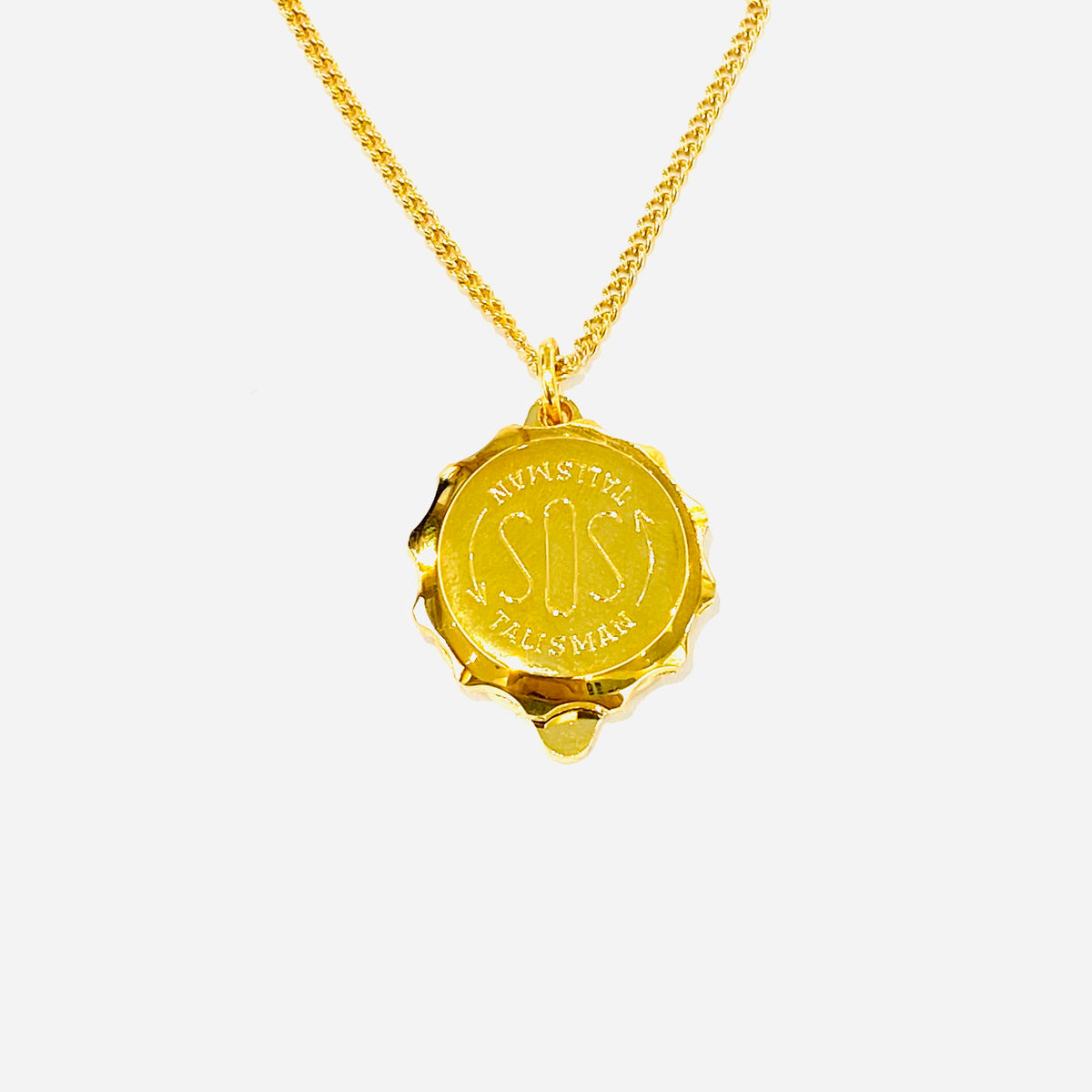 Gold Plated Stainless Steel SOS Talisman Necklace