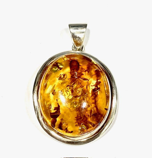Silver Amber Pendant