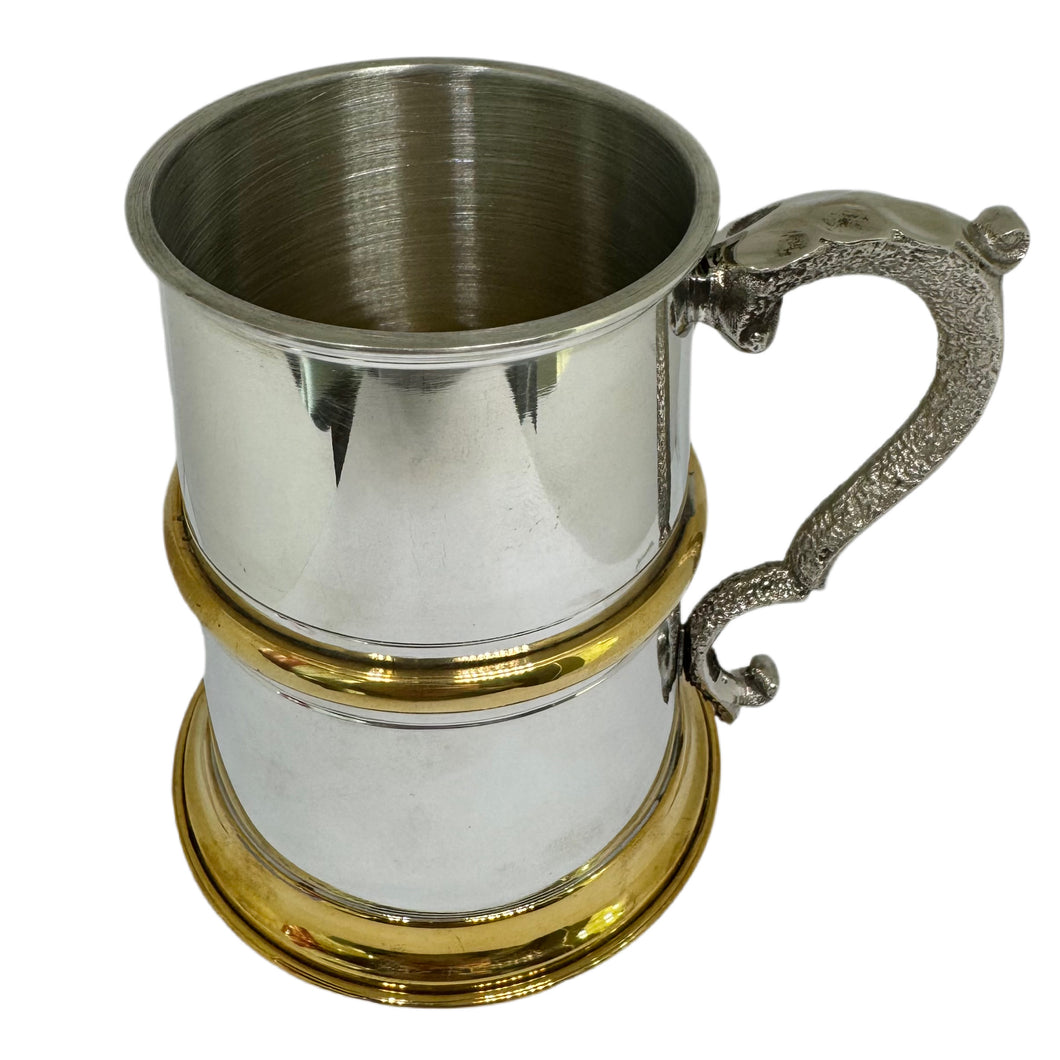 2772 Pewter Pint Tankard with Gold Plated Accents