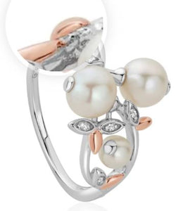 3SLYV0295 Clogau Lily of The Valley Silver & Pearl Ring Size O
