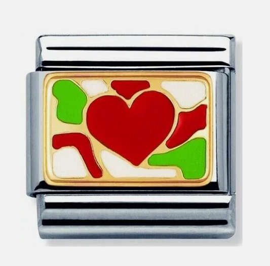 Nomination Classic 18K Gold and Enamel Abstract Heart Charm 030253/30