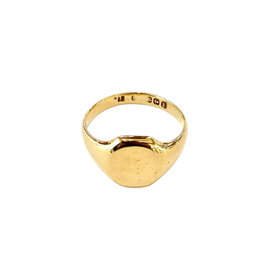 9ct Yellow Gold Plain Oval Signet Ring Pre Loved