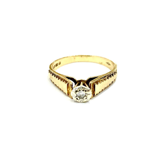 9ct Gold Solitaire Diamond Ring Pre Loved