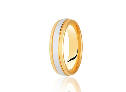 9ct Yellow / White Gold 6mm Wedding Ring Size R