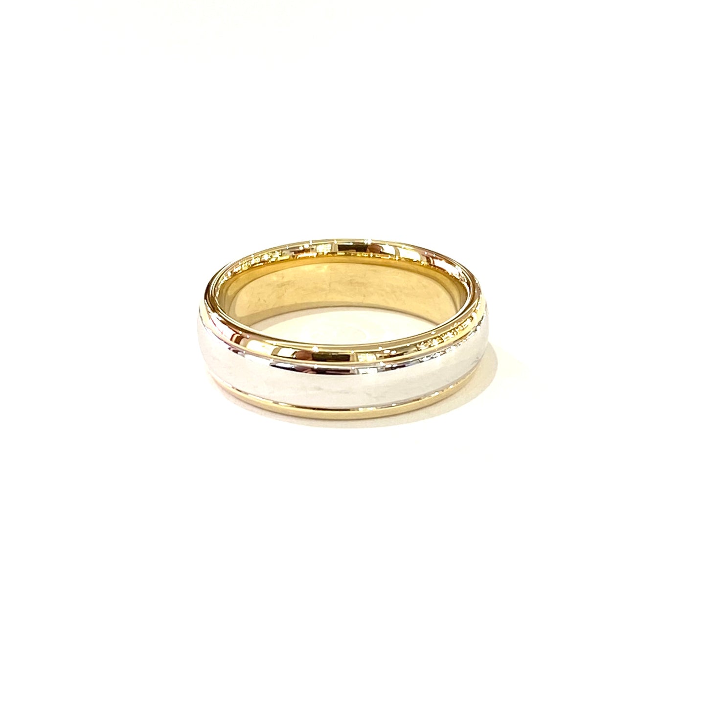 9ct Yellow / White Gold 6mm Wedding Ring Size R