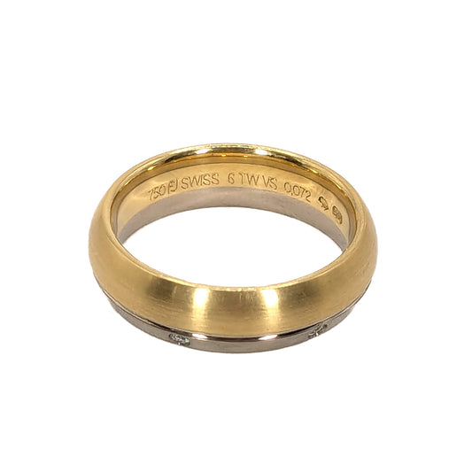 Furrer Jacot 5.5mm 18ct 2-Tone Diamond Set Wedding Ring