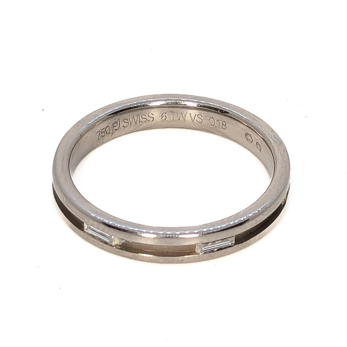 Furrer Jacot 18ct White Gold 3mm Diamond Set Wedding Ring