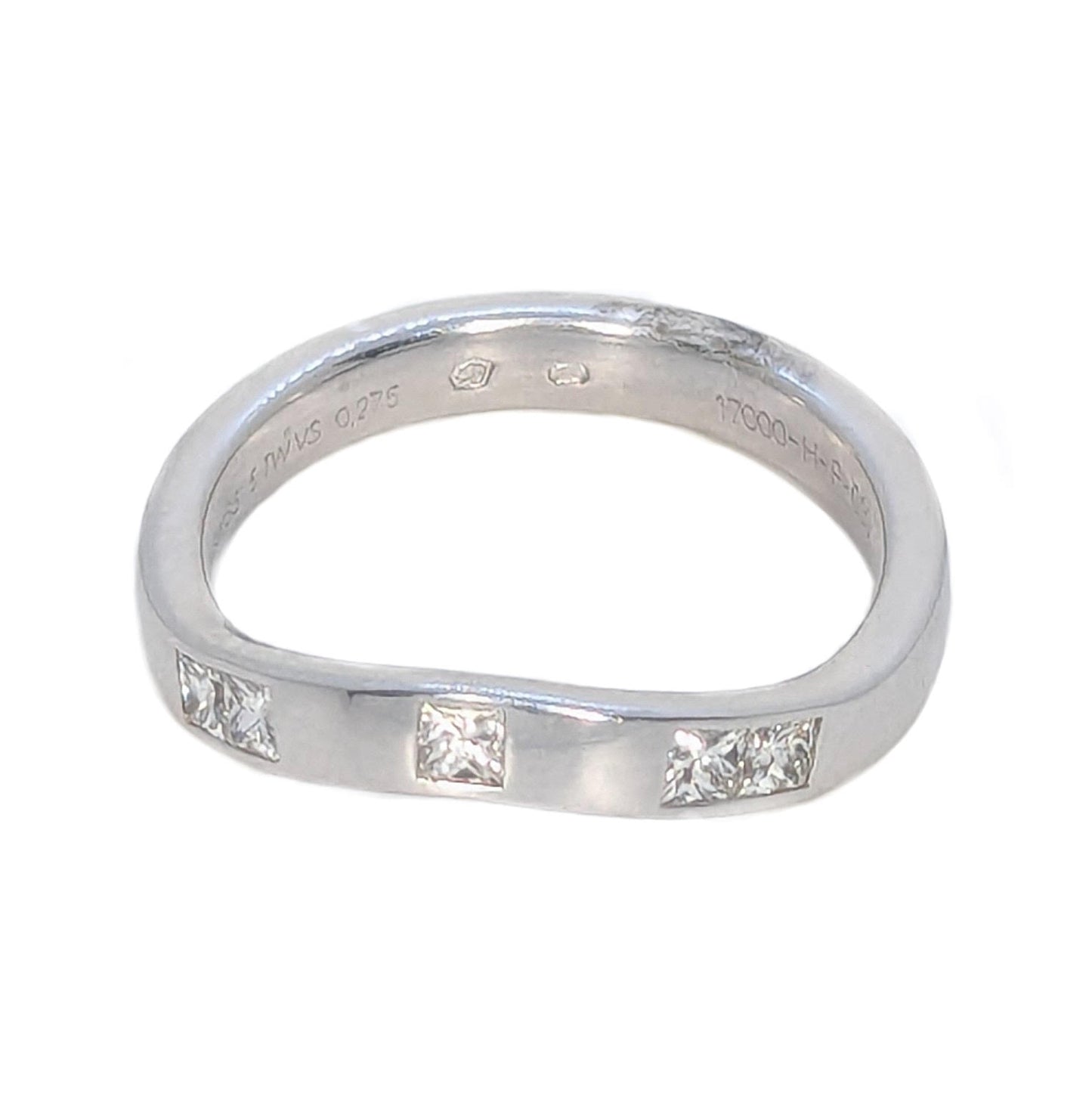 Furrer Jacot 3mm 18ct White Gold Diamond Set Shaped Wedding Ring