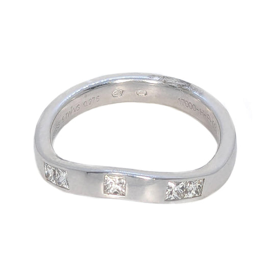 Furrer Jacot 3mm 18ct White Gold Diamond Set Shaped Wedding Ring