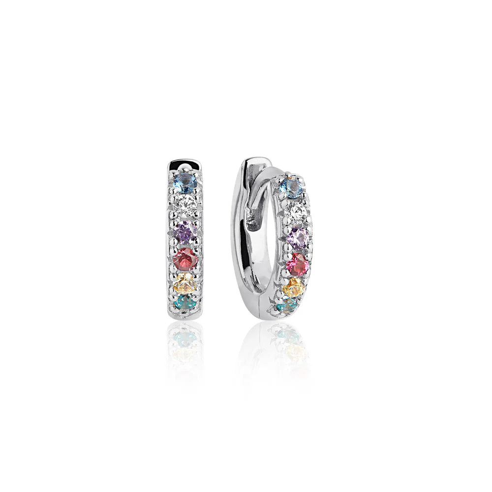 SIF JAKOBS - Earrings Ellera - Piccolo, Rhodium Plated, Rainbow CZ