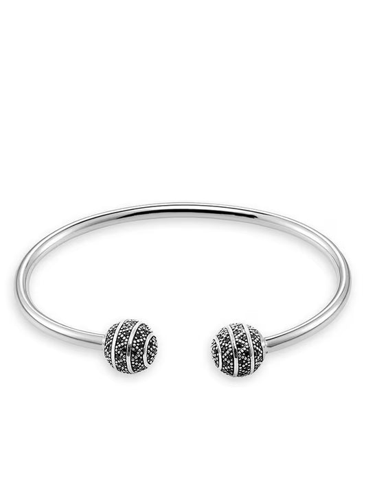 Thomas Sabo Sterling Silver Black CZ Torque Style Bangle