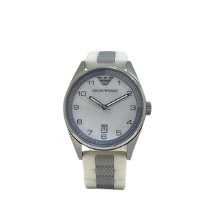 Armani AR5882 Ladies White sport watch with date on silicone strap