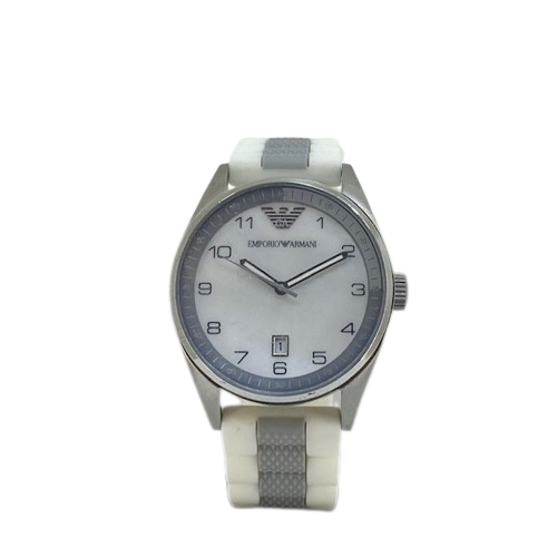 Armani AR5882 Ladies White sport watch with date on silicone strap