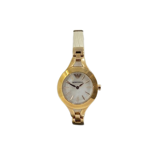 Armani AR7354 Ladies Rose gold steel and leather watch
