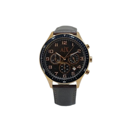 AX5102 Armani Exchange Rose Steel Watch on Bronze Leather Strap