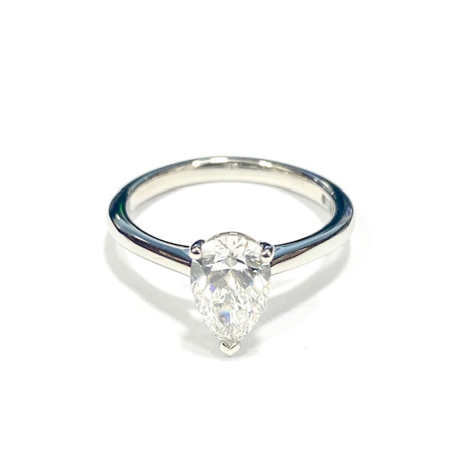 Platinum Certificated Lab Grown 1.07ct Pear Shape Diamond Ring