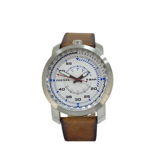 DIESEL Mens Rig Brown Leather Strap Watch DZ1749