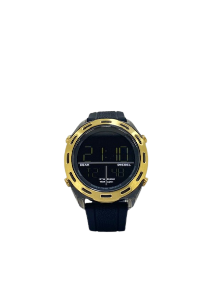DZ1901 DIESEL Crusher Digital Gold Colouring and Black Silicone Watch