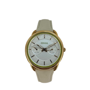 Fossil Tailor Multi function Rose Gold Lady Cream Leather Watch