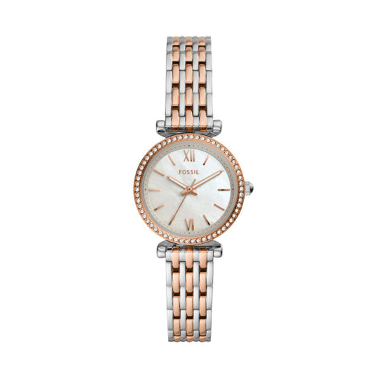 Fossil Ladies Carlie MOP Dial 2 tone bracelet watch ES4649