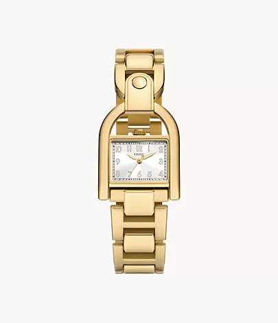 Fossil rectangular Harwell Three-Hand Gold-Tone Stainless Steel Watch ES5327