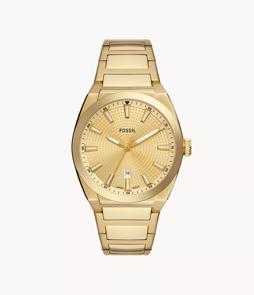 Fossil Gents Everett gold dial gold colored bracelet watch FS5965