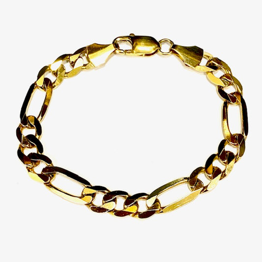 9ct Yellow Gold  7" Figaro Links Bracelet