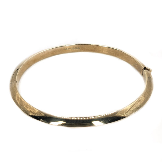 9ct Yellow Gold, V-Profile, Classic Hinge Bangle