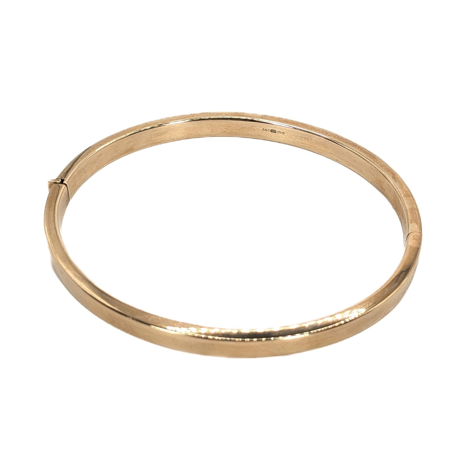 9ct Yellow Gold, Flat-Profile, Hollow Hinge Bangle