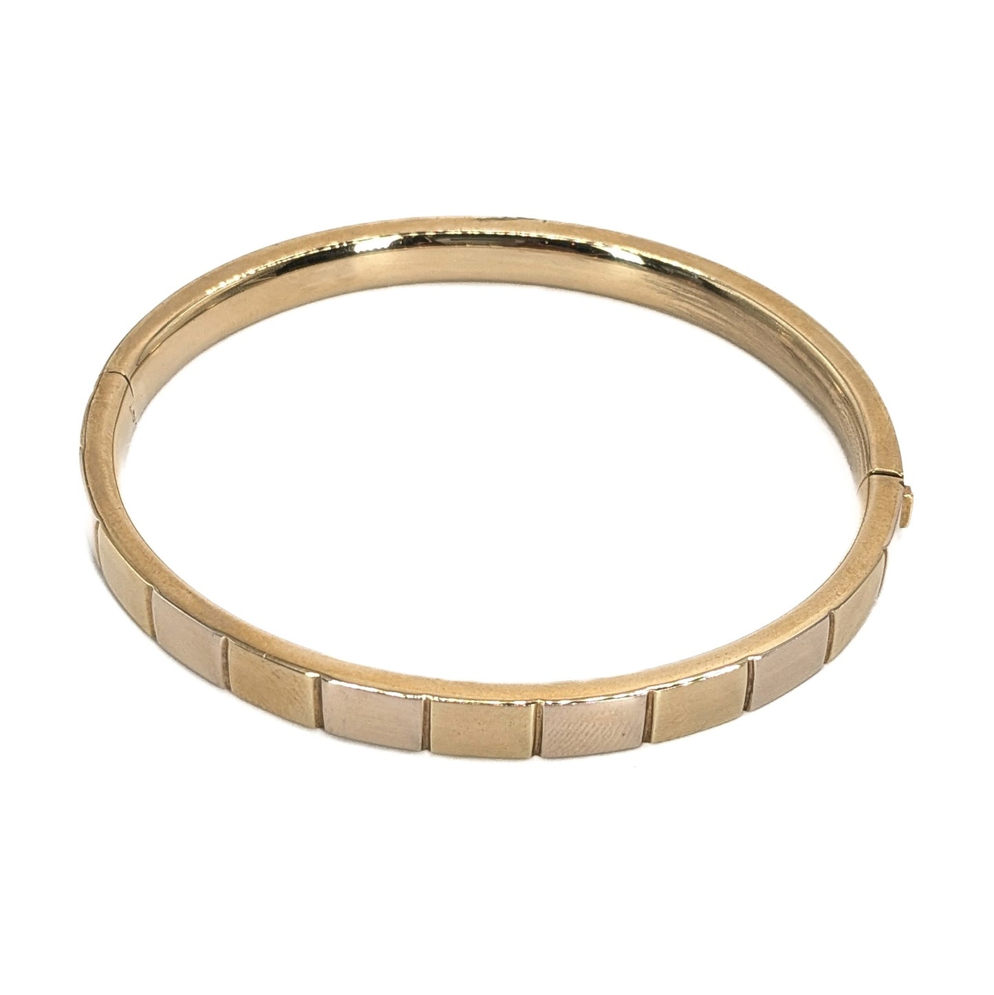 9ct Yellow Gold Hinged Bangle with Geometric Square Motif – Flat Design