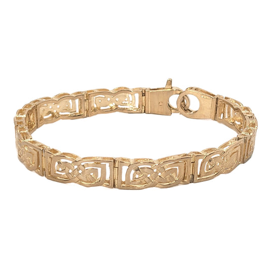 9ct Yellow Gold, Celtic Knot, Hinged Link Bracelet