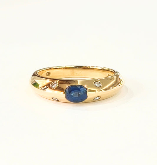18ct Yellow Gold Sapphire & Diamond Dress Ring