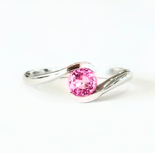 9ct White Gold Pink Sapphire Twist Dress Ring