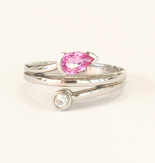 Palladium 950 Pink Sapphire & Diamond Dress Ring