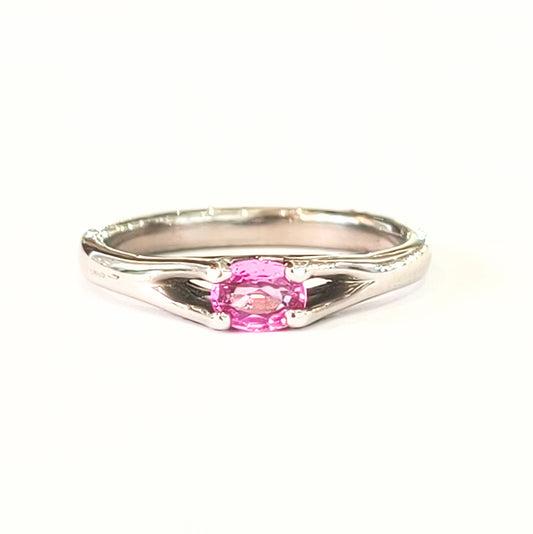 9ct White Gold Pink Sapphire Dress Ring