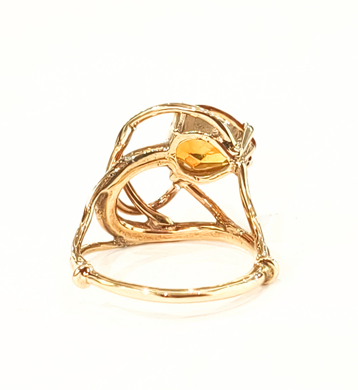 Handmade 9ct Yellow Gold Citirine & Diamond Dress Ring