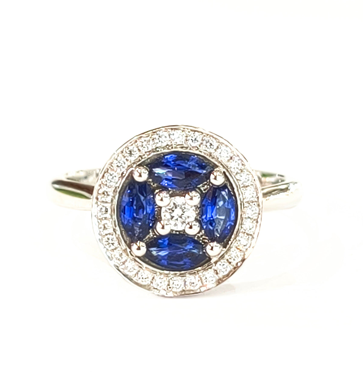 18ct White Gold Sapphire & Diamond Dress Ring