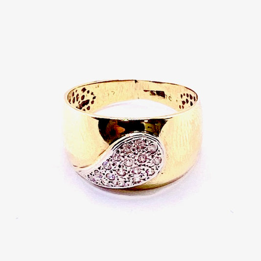 14ct Yellow Gold Cubic Ziconia Set Dress Ring Pre Loved