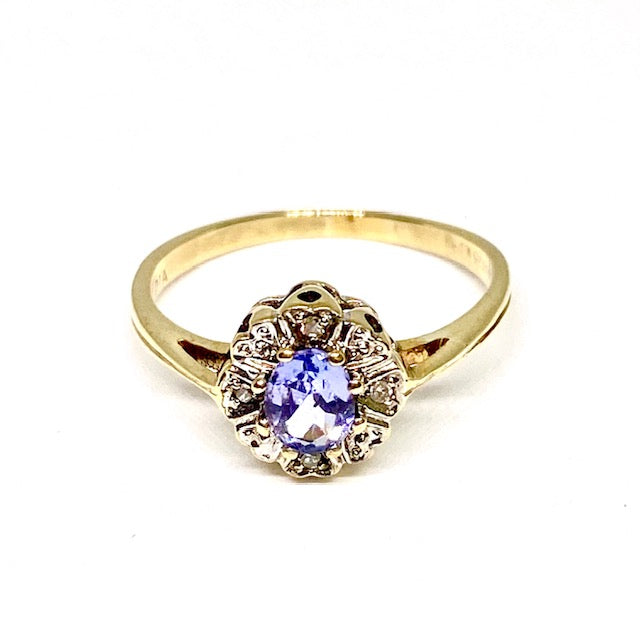9ct Gold Tanzanite & Diamond Set Pre-Loved Ring