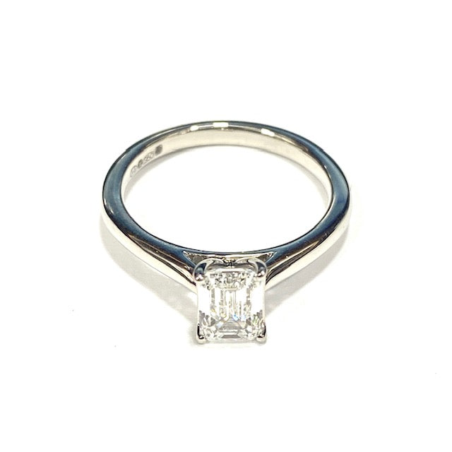 Platinum Lab Grown 1.07ct Emerald Cut Diamond Ring