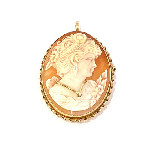 9ct Yellow Gold Large Cameo 2in1 Brooch/Pendant