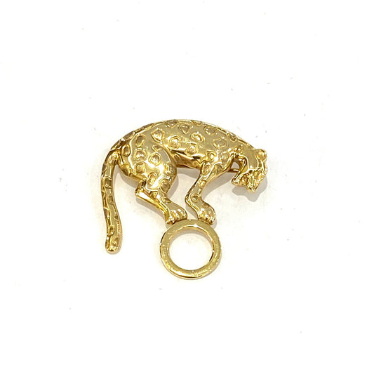 9ct Yellow Gold Leopard on Ring Brooch Pre Loved