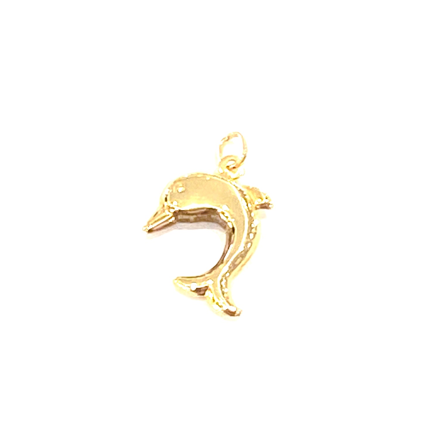 9ct Yellow Gold Hollow Dolphin Charm Pendant